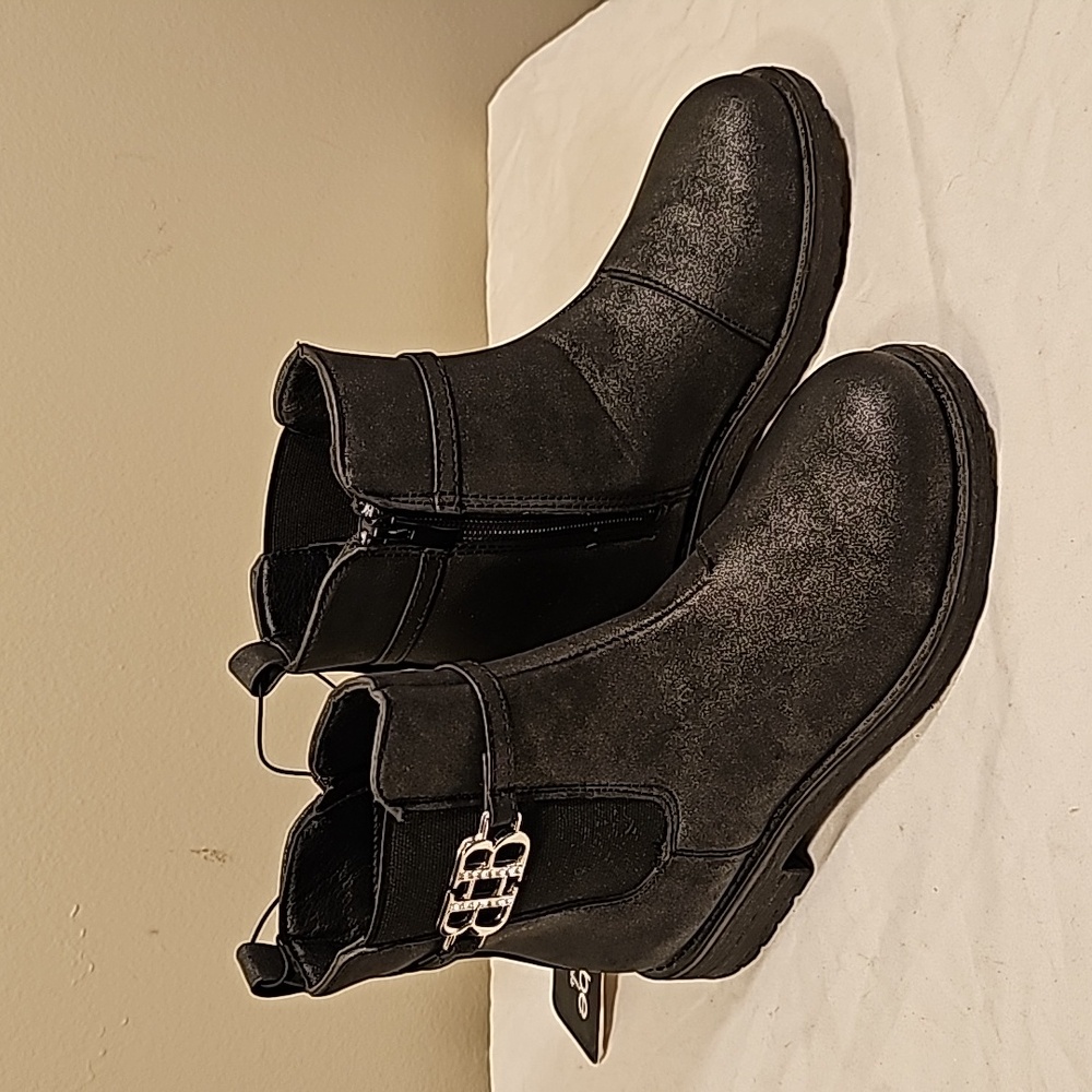 Dress boots stylish booties size 1 / 2 / 13 new black BEBE Girls LOW HEEL - Picture 3 of 9
